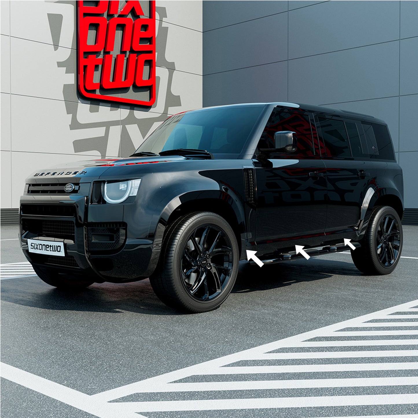 Lower Door Trim Kit in High Gloss Black for Land Rover Defender 110 L663