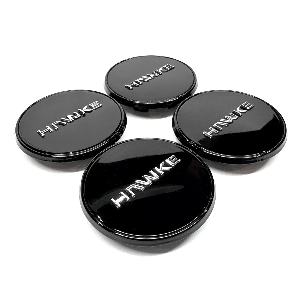 Hawke Alloy Wheel Centre Caps - Gloss Black New Style Fits Hawke Wheels