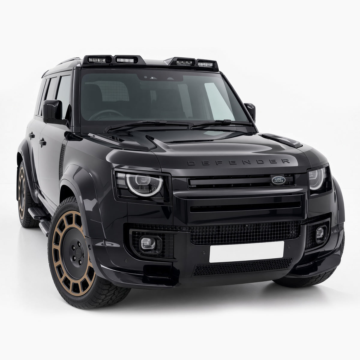 Hawke Front Bumper Canards to fit Land Rover Defender L663 90 Gloss Black