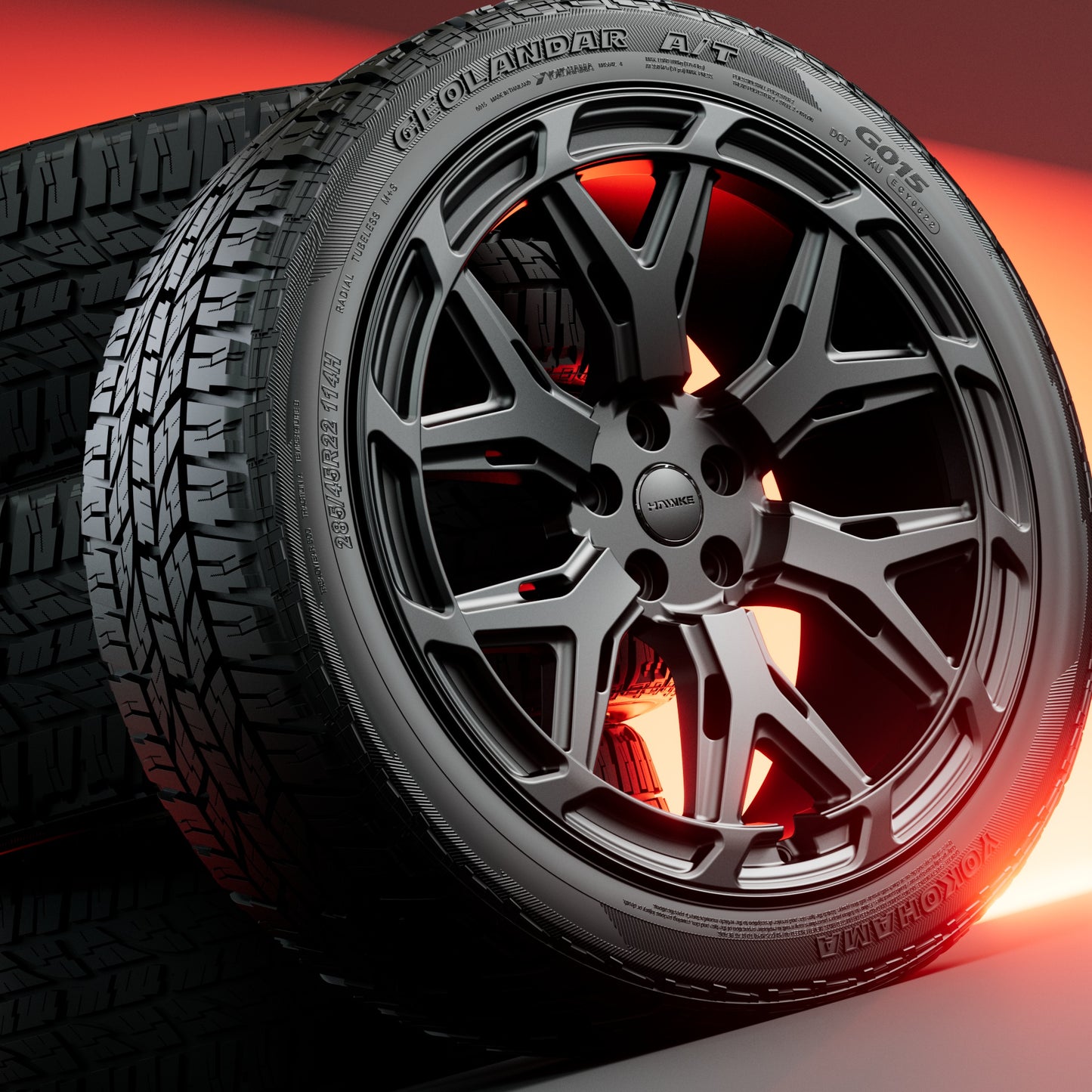 4 X 22" HAWKE HAVOC WHEELS & TYRES PACKAGE BLACK (LAND ROVER DEFENDER)
