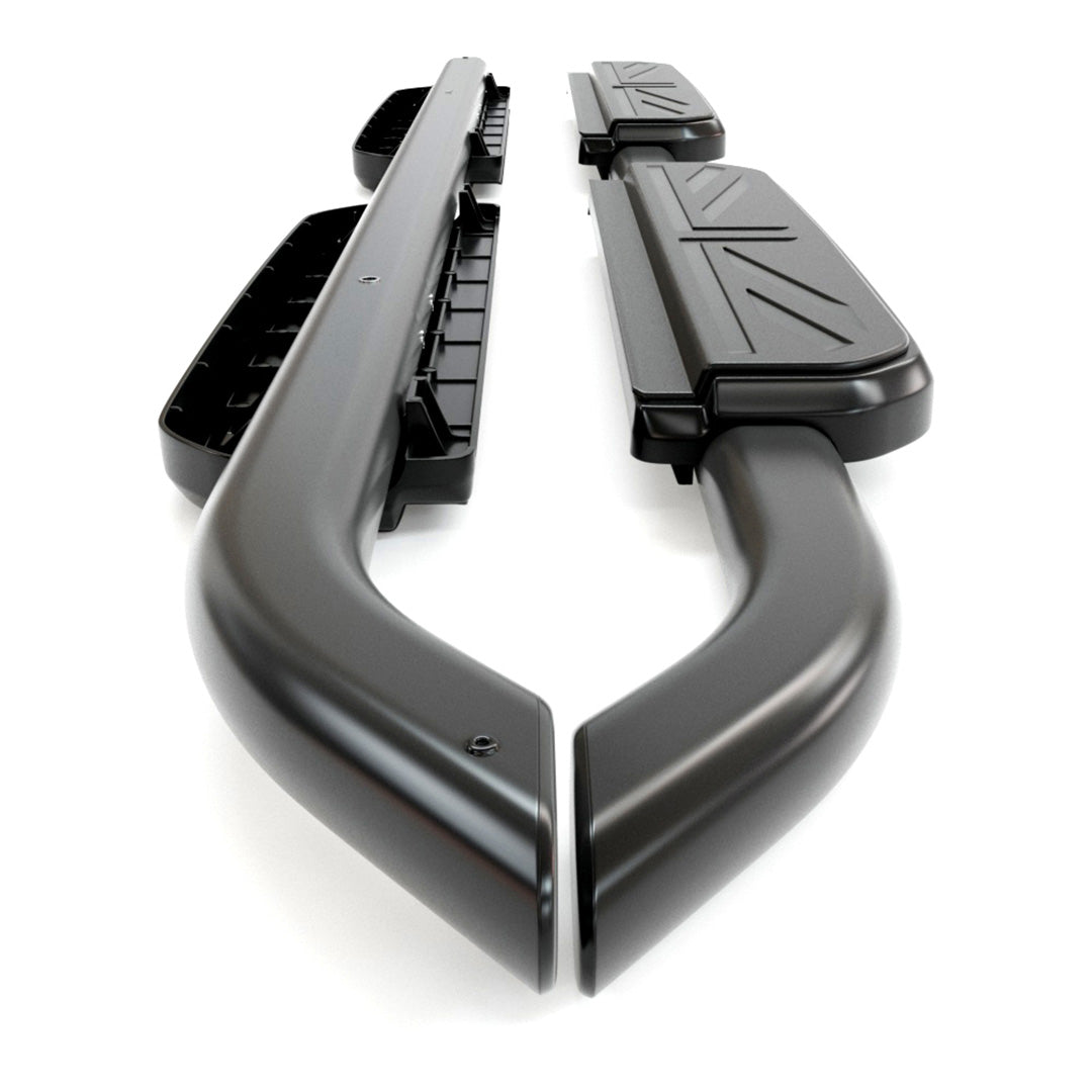 UNION JACK PATTERN SIDE STEPS - BLACK DEFENDER 110 (TWIN)