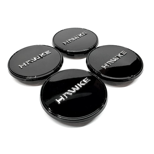Hawke Alloy Wheel Centre Caps - Gloss Black New Style Fits Hawke Wheels