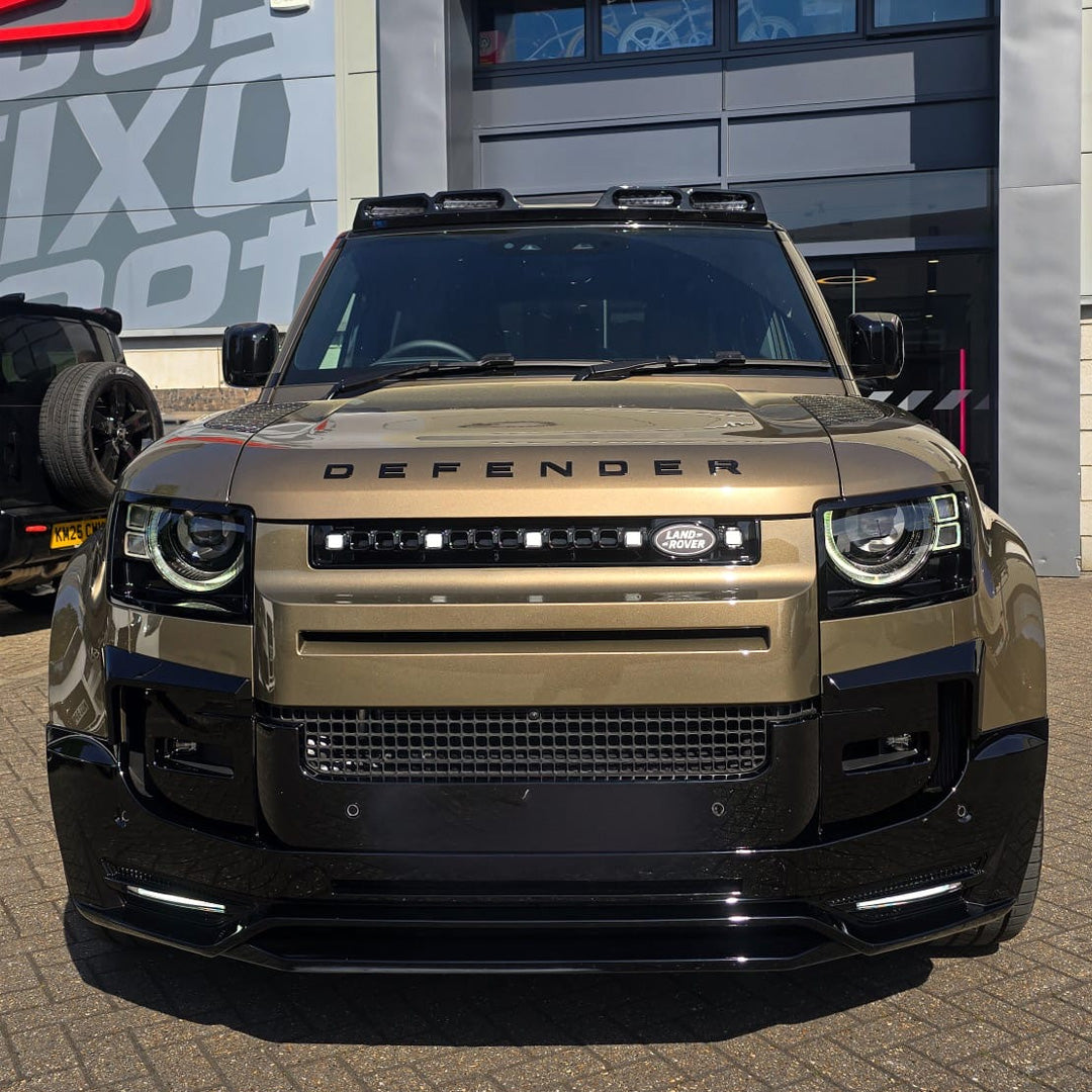 Hawke Gloss Black Front Bumper Splitter inc DRL pattern to fit Land Rover Defender L663