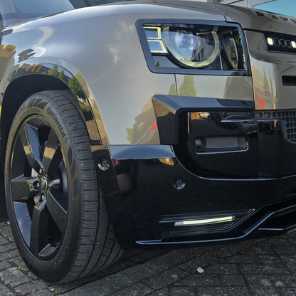Hawke Gloss Black Front Bumper Splitter inc DRL pattern to fit Land Rover Defender L663